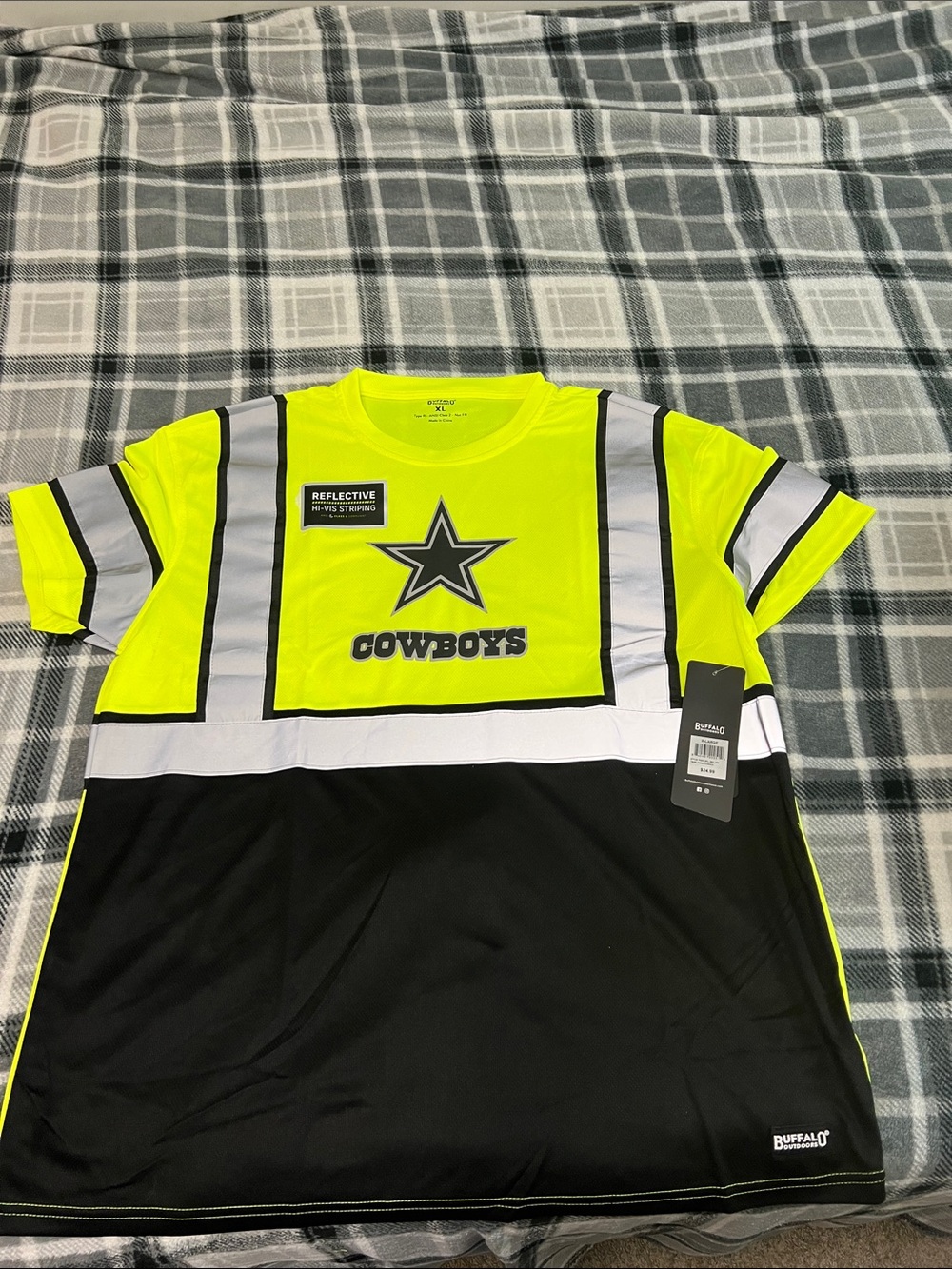 Neon Yellow & Black Cowboys Reflective Short Sleeve Tee